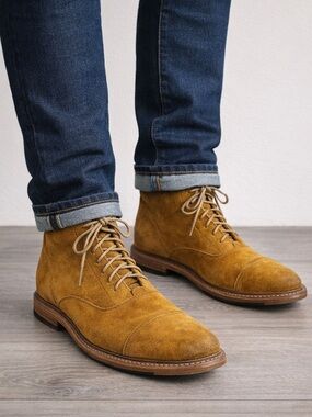 Frye Men's Paul Lace-Up Boots Marygold Suede Casual Dress Boots Shoes Size 11D